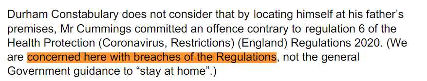 The police say they are interested in breaches of Regulation 6 of the lockdown regulations, which are laws, and not government guidance, which are not. Good. The police have sometimes forgotten that they have no business enforcing guidance. See blog: https://www.instituteforgovernment.org.uk/blog/government-law-and-guidance-coronavirus-crisis