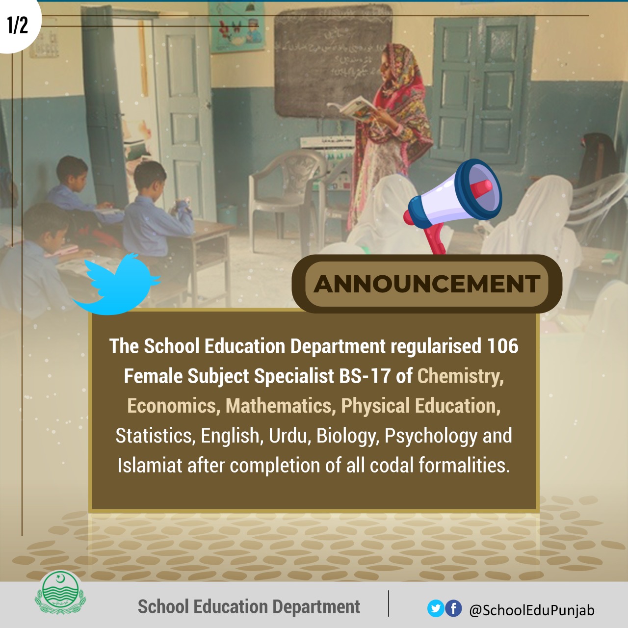 School Education Punjab on Twitter "Services of 259 female HTs and 106
