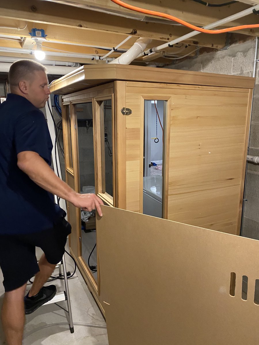 Benaskren's tweet photo. Just got a low EMF infrared sauna put together!!! Thanks @GoodHealthSauna https://t.co/0QhBUCzMWP