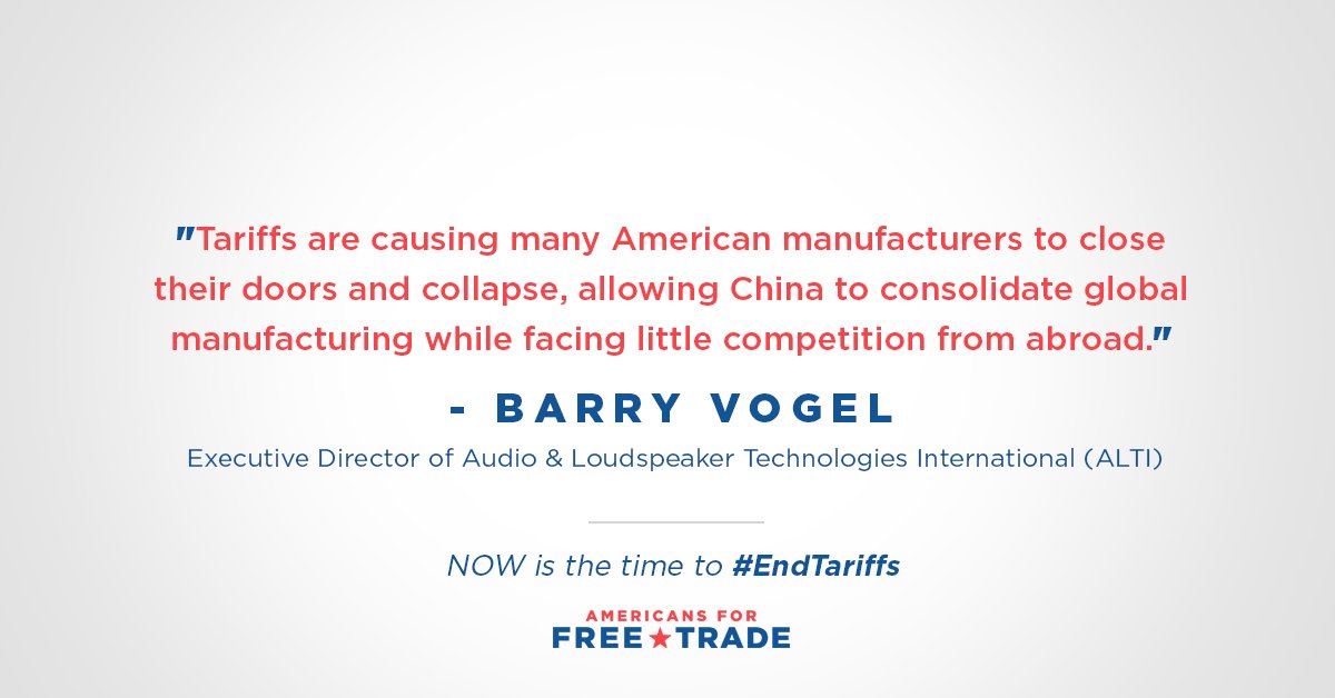 Americans4Trade's tweet image. Tariffs are causing American businesses and manufacturers to struggle. #TariffsHurt #EndTariffs