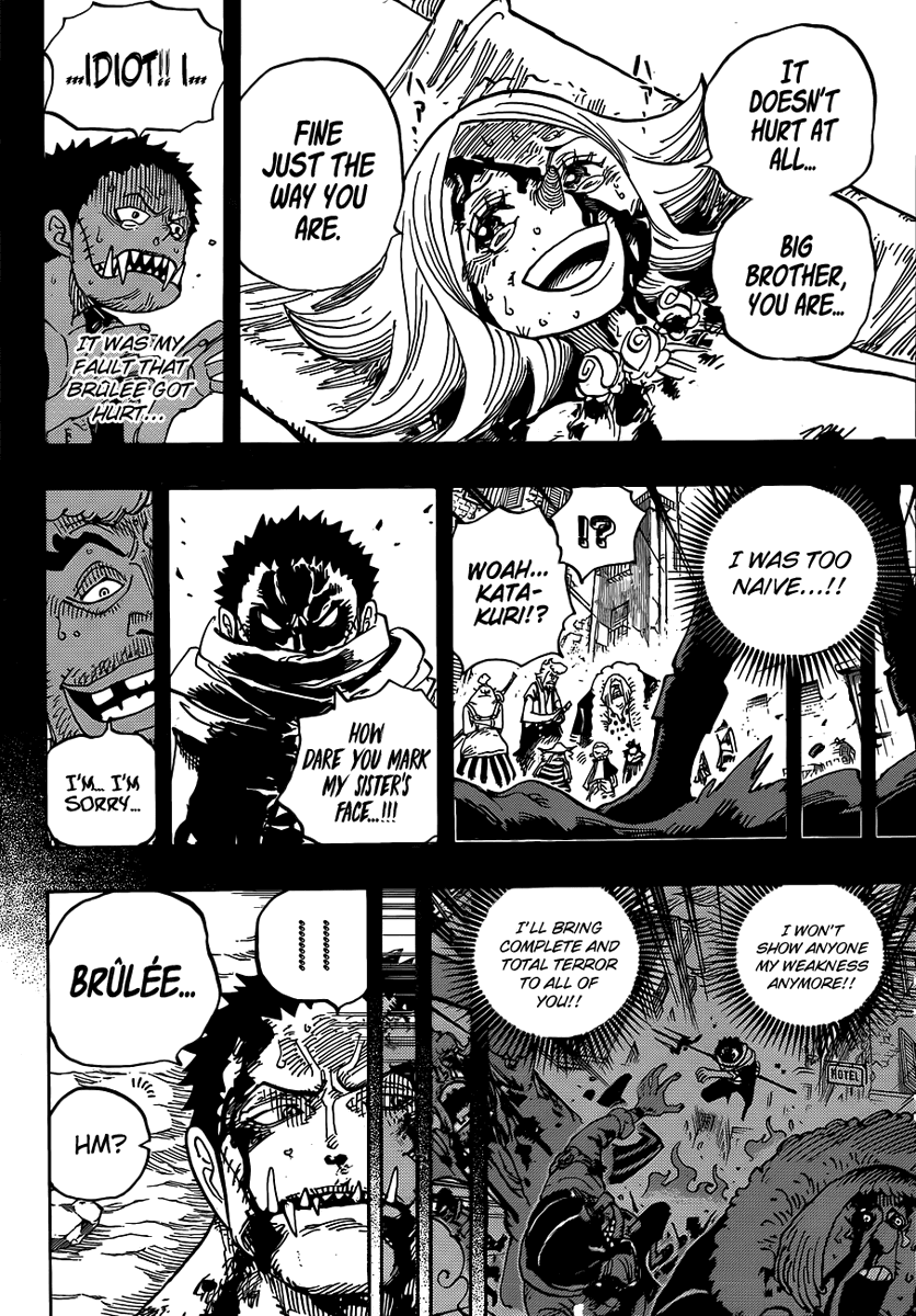 4. Backstory:Backstories are important to flesh out a character and reveal more layers about it, and THAT'S character development, katakuri's backstory was EXTREMELY short but it was about the main theme of this arc which is "family",katakuri didn't hide his mouth because he's