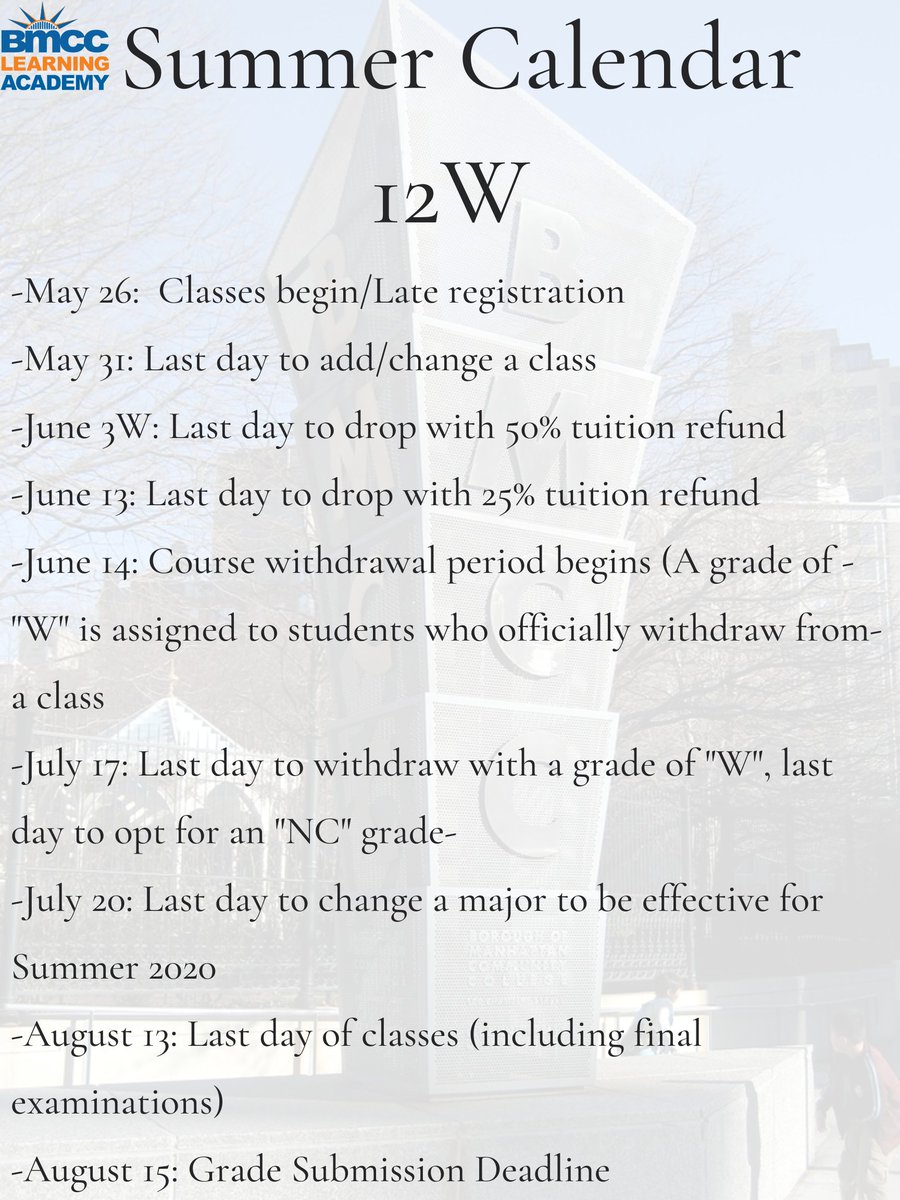 bmcc_la's tweet photo. Hello everyone😊
Check out your summer schedule and deadlines! https://t.co/VeHP1mkJZQ
