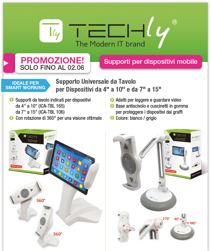 InsteonItalia's tweet photo. SUPPORTO UNIVERSALE DA TAVOLO PER SMARTPHONE E TABLET
· Design moderno ed elegante
· Per smartphone 4"-10" e tablet 7"-15"
· Rotazione 360°
· Per lettura e video
· Base antiscivolo e cuscinetti in gomma
🔗 fino a 10" https://t.co/HE34icw0s5
🔗 fino a 15" https://t.co/P8JmfFQJhe https://t.co/v7TEt2Qu9h