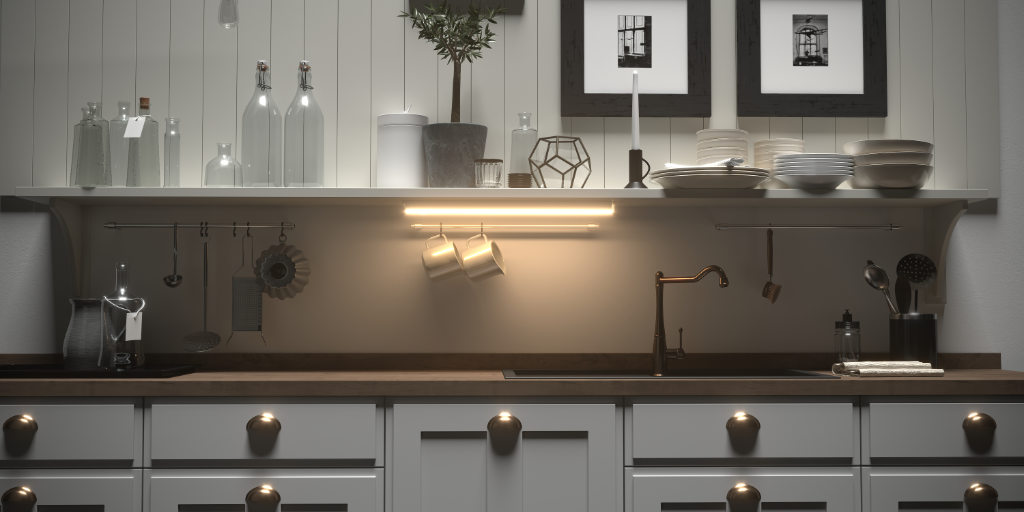 GetInLight's tweet image. Install 2 lights within 24" for optimal lighting on the countertop. The cabinet bottom is 26" above the counter in this picture. 

Follow us For more product tips and information. If you have any questions, leave us a comment!

#Inlight #Getinlight #Undercabinetlighting