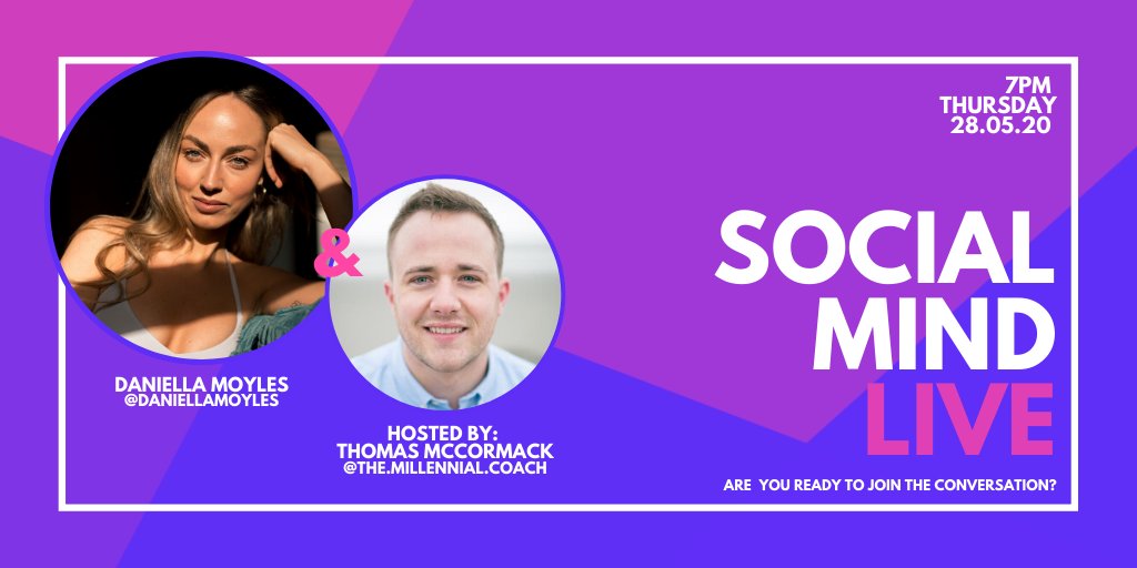 We are LIVE at 7pm with <a href="/millenialcoach/">Coach T</a> who will be chatting all things lockdown and life with <a href="/daniellamoyles/">Daniella Moyles</a> 🙌🏽 #SocialMindLIVE