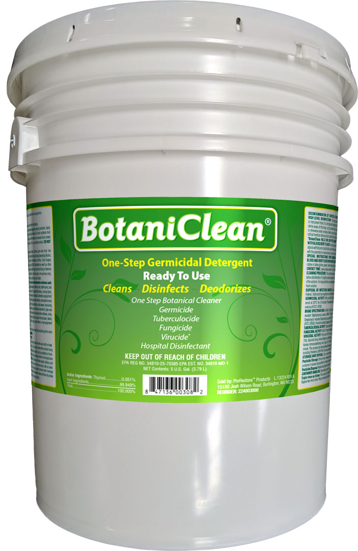 LBRestore's tweet photo. 5 gal. pails are in demand—get yours! With no PPE required, a 10-minute virus kill time and mild herbal scent, BotaniClean is the product you need. Plus, easy access workplace labels for sprayers. Download & print from Documents at https://t.co/BYQXT9N25b #LBRestore #LegendClean https://t.co/wdxFGOCmUY