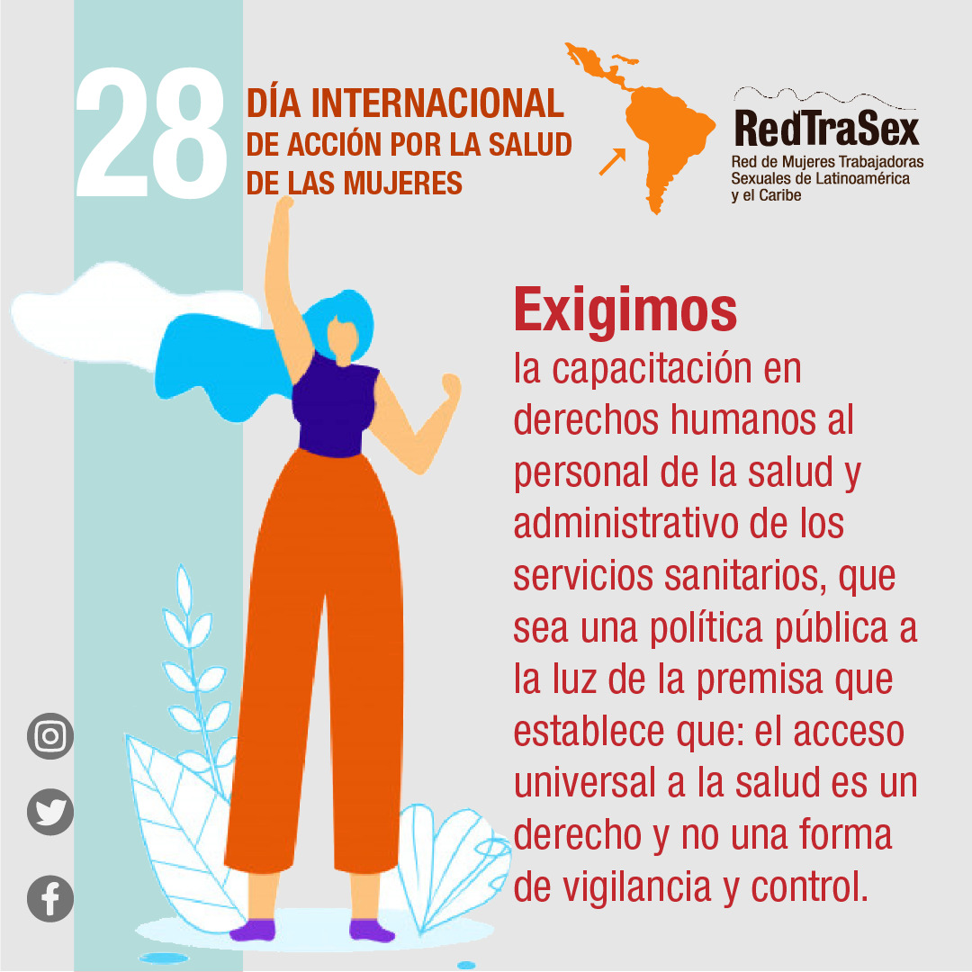 #28M Día Internacional de Acción por la #SaludDeLasMujeres 👠📢Las #TrabajadorasSexuales exigimos el acceso a la #salud como derecho y no como una forma de vigilancia y control  
👉🏽Nuestro estudio sobre estigma y discriminación bit.ly/2RgIrgr #GritoPorLaSaludDeLasMujeres
