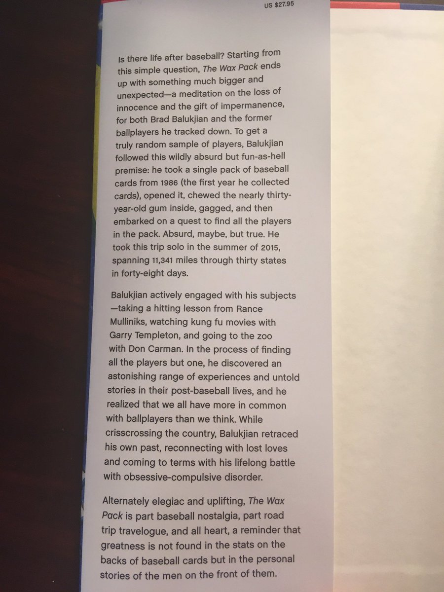 Suggestion for May 28 ... The Wax Pack: On the Open Road in Search of Baseball’s Afterlife (2020) by Brad Balukjian.