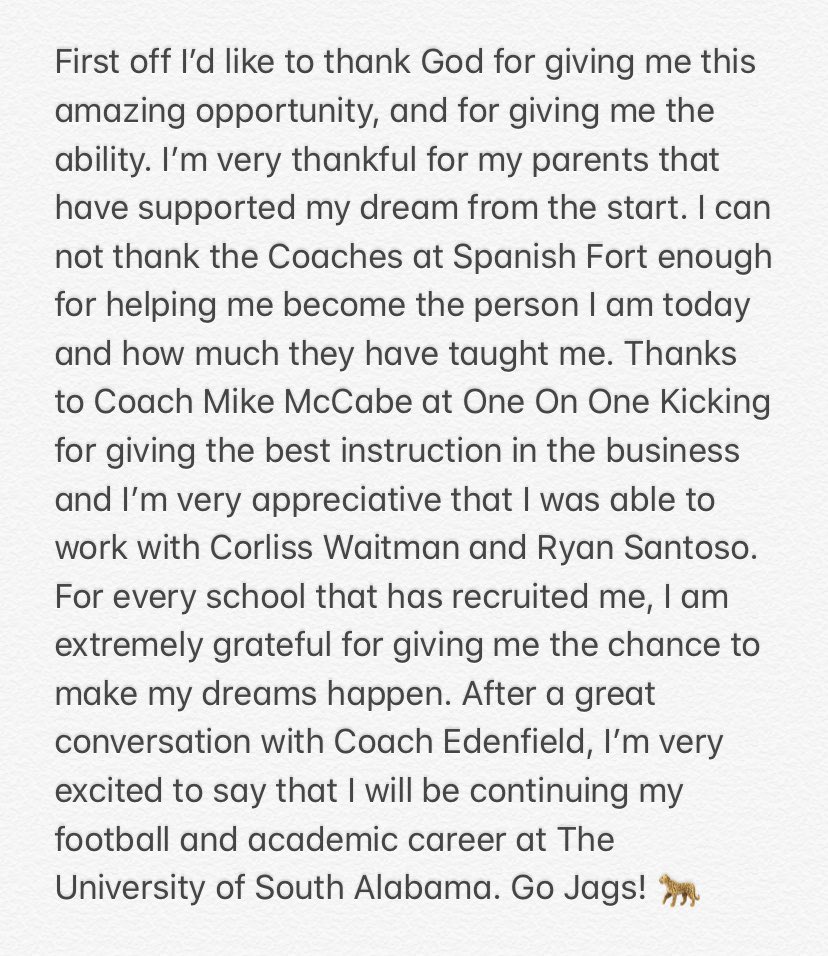 bradypphillips's tweet photo. Committed! @footballsfhs @coachblackmon @Coach_Edenfield @_Mike_McCabe @OneOnOneKicking @ThePuntFactory #gojags https://t.co/wDm1Nbb0GQ