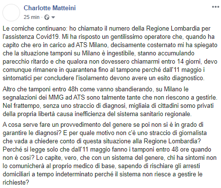 CharlyMatt's tweet photo. Questa è la situazione la situazione tamponi in carico ad ATS Milano. Qualcuno in Regione Lombardia ha intenzione di risolvere il problema? Perché inutile annunciare urbi et orbi i tamponi in 48h, a Milano il sistema è andato in tilt e nessuno ne sta parlando https://t.co/cMh7ZG56LT