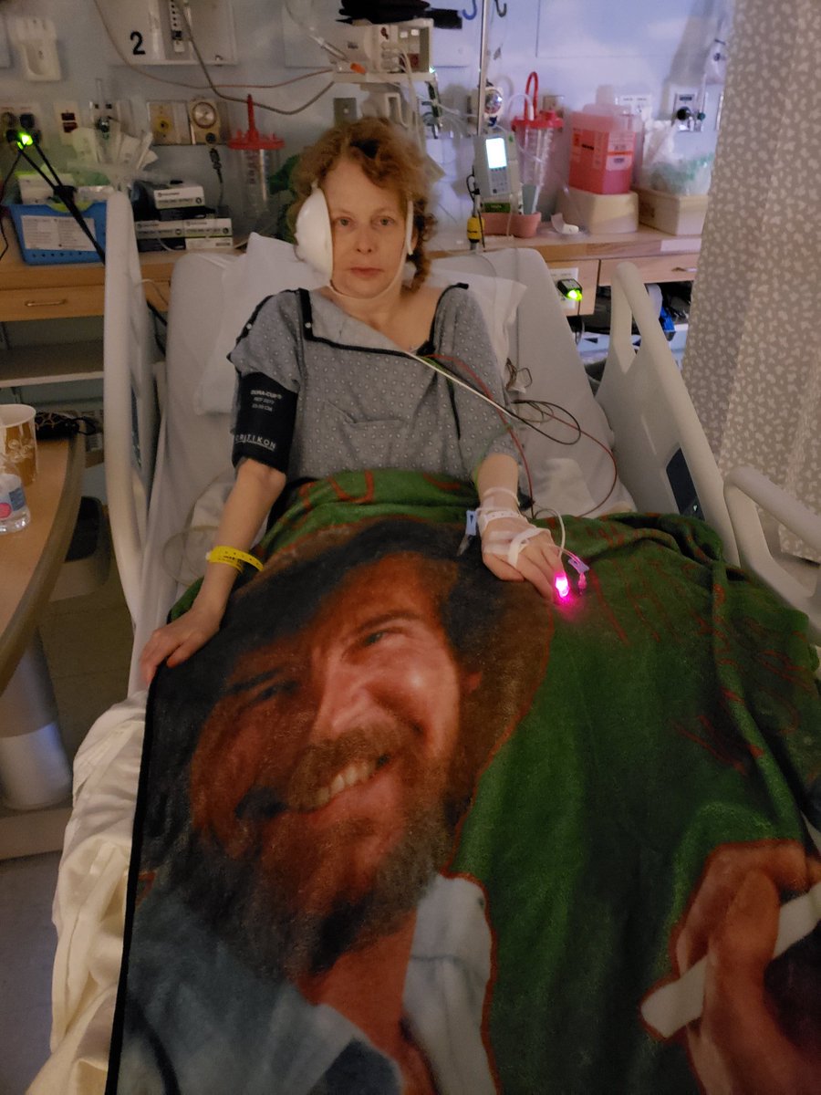 aparker70's tweet photo. 1st set of pics from my TMJ surgery. Yes, I did bring my Bob Ross blankie
#tmjreplacement https://t.co/W4blwrLZ9U