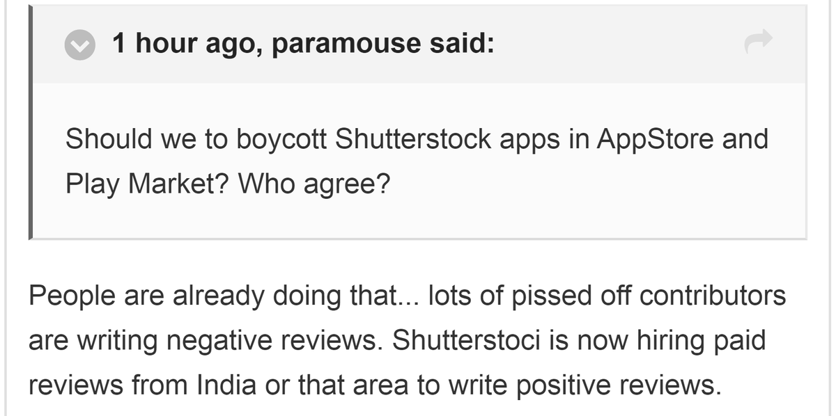 x___rain's tweet photo. Shutterstock has faced a wave of hatred: photographers &amp; illustrators are ruining Shutterstock's reputation on AppStore and Google Play. "Shutterstock wants to use their contributors as slaves", "They are scamming artists", "#Shutterstock are thieves". #boycottShutterstock https://t.co/AXOcCmFe7l