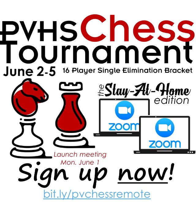 .<a href="/PVHS_Seakings/">PVHS</a> <a href="/ptsa_pvhs/">PVHS PTSA</a> <a href="/PVasb/">PVasb</a> Spread the word, PVHS’ annual #chesstournament is still happening. Sign up today! ♟(Check your email on Monday morning for Zoom links &amp; schedule.) #librarylife #remotelearning