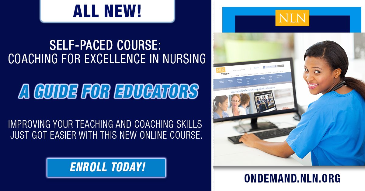 [New Online Course] Improving your teaching and coaching skills just got easier with NLN's new online and self-paced Coaching for Excellence in Nursing: A Guide for Educators course.

Learn and Earn with #NLNOnDemand! Enroll Today:bit.ly/2Xa89Xt