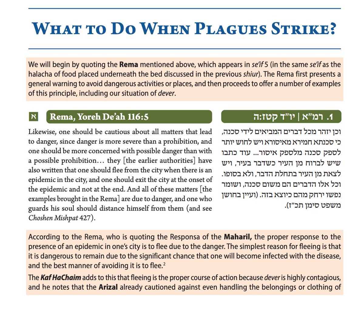 The people at Tzurba M'Rabanan put together incredible packets of "Corona-Related Shaylot" in both Halacha and Hashkafa, with gorgeous layout https://www.ou.org/sinai/files/2020/05/Pandemics-in-Halacha-and-Hashkafa-Part-I.pdf https://www.ou.org/sinai/files/2020/05/1589701282126_The-Lax-Family-Special-Edition-Coronavirus-shiur-II.pdf