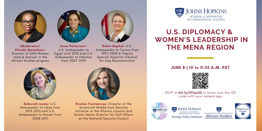 🗣 June 8 from 10 to 11:3 a.m. EST ❗️Join us for a discussion on U.S. diplomacy in the #MENA region, women’s leadership and the future of U.S. diplomacy in the region post #COVID19 ‼️RSVP LINK: bit.ly/2TIqo3Z