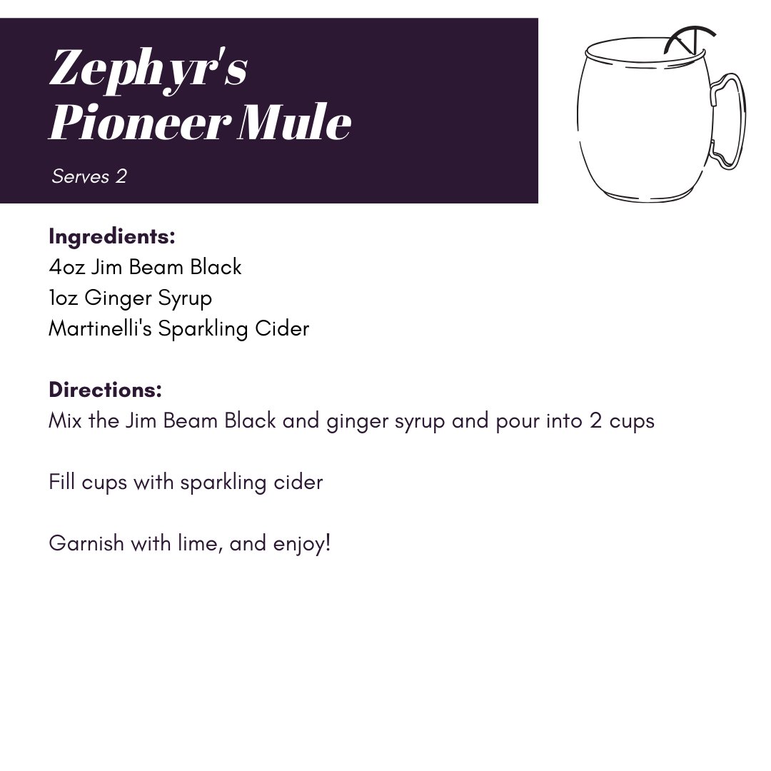 Weekend drink inspiration, straight from our cocktail specialists at Zephyr Bar! 🥂 PS - Zephyr is now available for delivery on DoorDash!