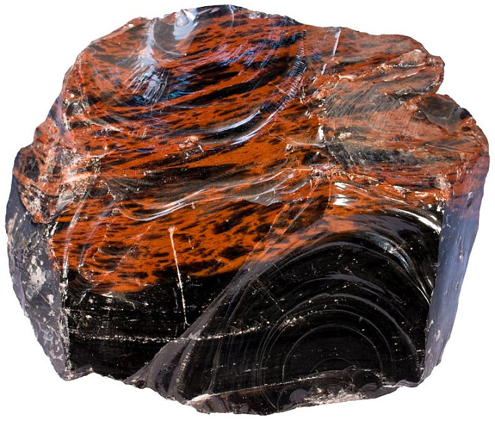 Raman spectroscopy measurements performed on the mirror confirmed the presence of a vitreous material, in particular, obsidian (an igneous rock). Through X-ray fluorescence calcium, potassium, aluminium and sodium (responsible of the brown-black hue) were detected.