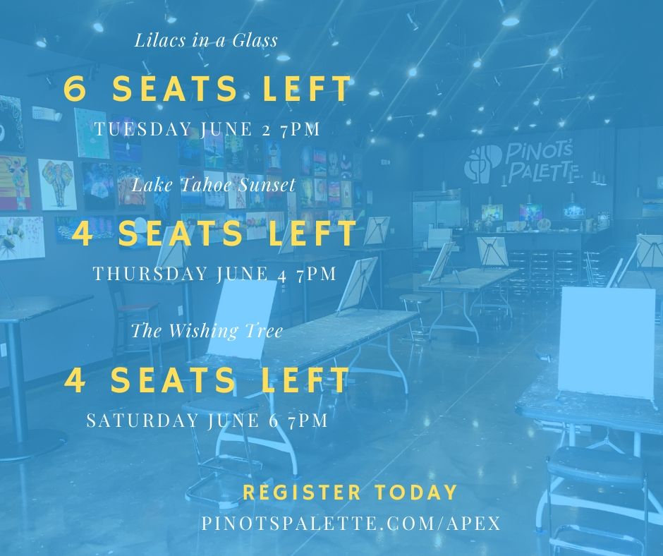 PinotsApex's tweet image. Come create with us! Seats are going fast! Link to calendar to register:
pinotspalette.com/apex/events