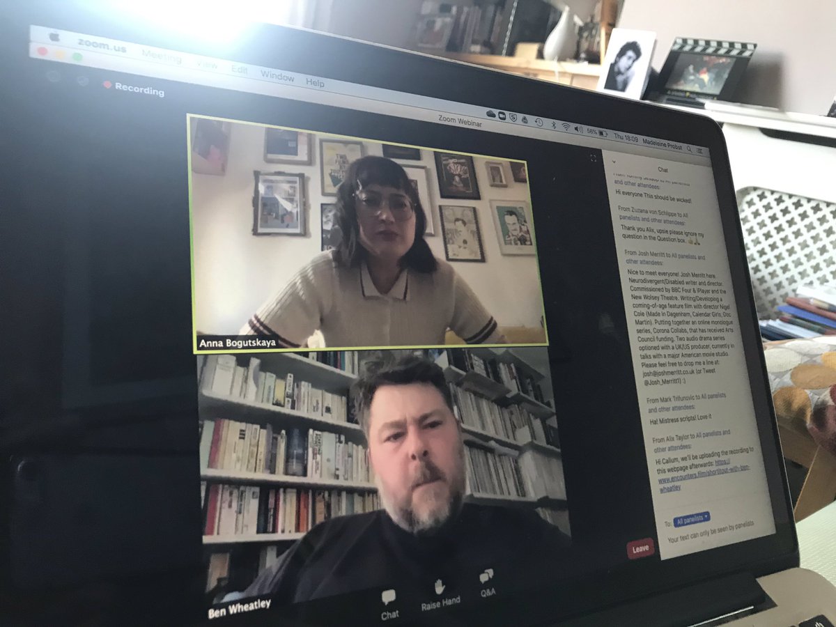 DepictShorts's tweet image. Tonight’s #shortitout Q&amp;amp;A hosted by @annabdemented just kicked off! Here’s Ben Wheatley on #Lockdown : “Panicking, worrying about food but it’s been useful to slow down &amp;amp; write. I haven’t watched as much as I thought as I’ve felt profoundly depressed. Also been walking the dog”