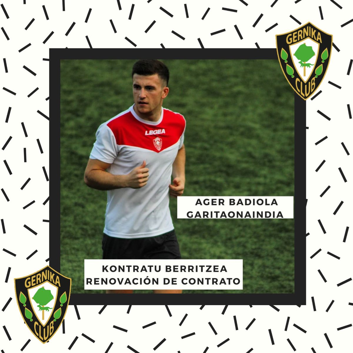 GernikaClub's tweet photo. RENOVACIÓN DE CONTRATO:

El jugador del Gernika B Ager Badiola "Okolo" (@Agerbadiola7) ha renovado su contrato y se ha convertido en jugador del primer equipo. Gracias por confiar un año mas en nuestro proyecto! https://t.co/XyiVhvw2o5