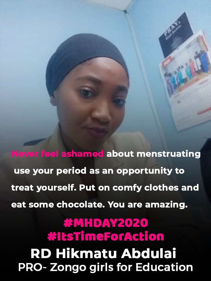 ZongoGirls's tweet photo. On MHD, we entreat all and sundry to join in the fight to make menstrual  products &amp; other WASH resources easily accessible to women and girls. #Unfpa-Ghana #MenstruationMatters #MenstrualHygieneDay2020 #covid 19#copash#ministryforzongoandinnercities#unicef#washunited https://t.co/rqrLvMcIwq