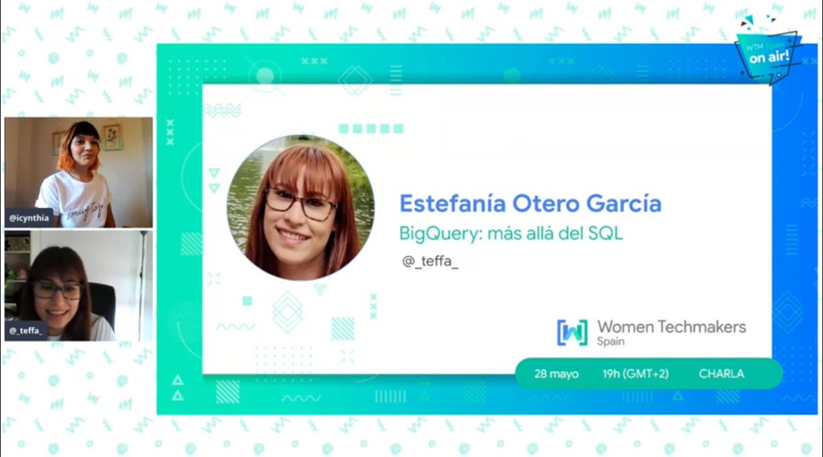 #WTMSpain Nuestra compañera <a href="/icynthia/">Cynthia Gálvez</a> nos presenta a <a href="/_teffa_/">Estefanía Otero 🏡</a>  Data Engineer en <a href="/uDAtech/">uDA Tech team (working from home 🏡)</a> y nos da tips a tener en cuenta durante el evento. Let's go! 🤩

🔴Live Stream --> youtu.be/I5i7JLKnFJk

#WomenTechmakers <a href="/GDG_ES/">GDG Spain</a> @WomentTechmakers