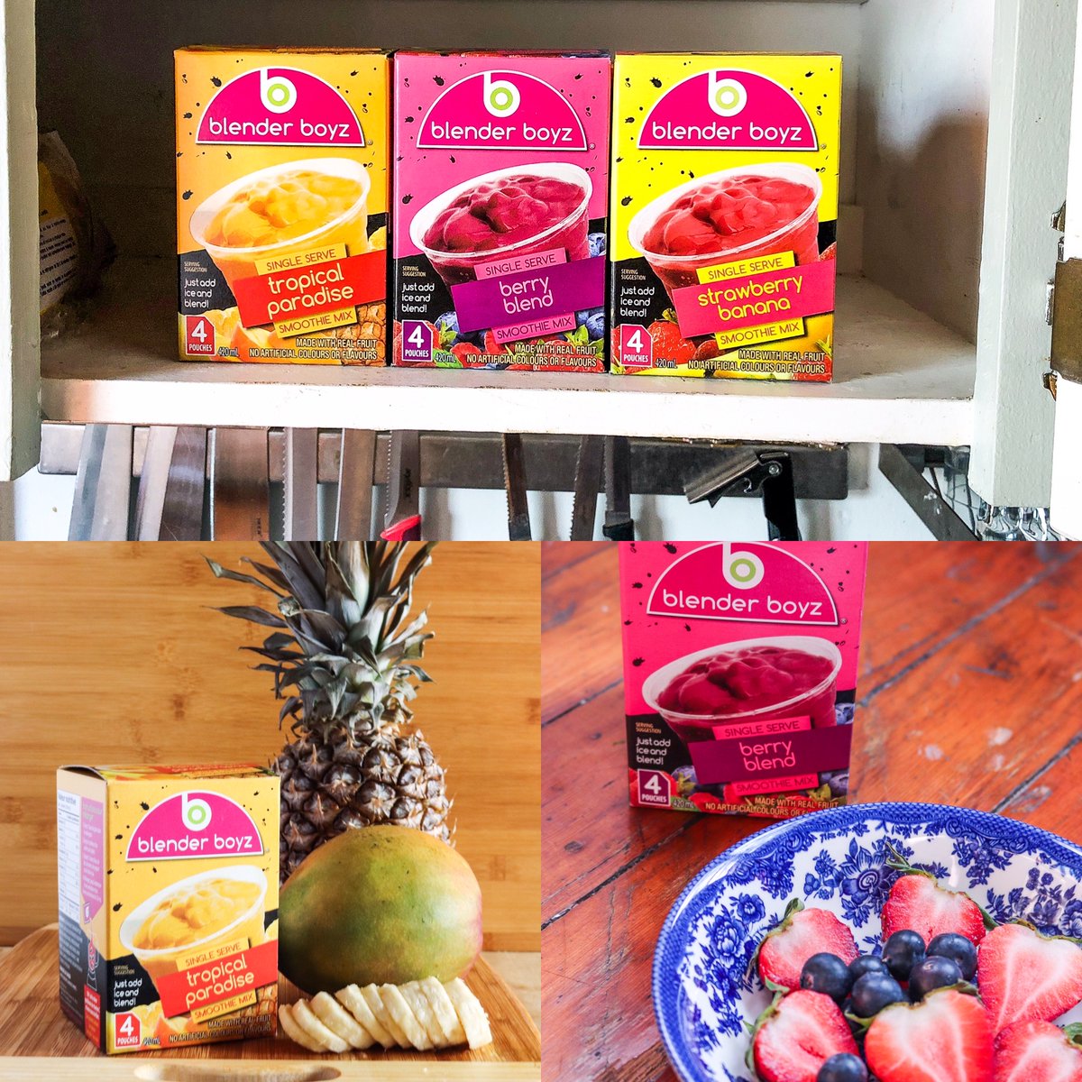 Blender_Boyz's tweet photo. Shelf Stable means our Smoothies are there in your cupboard when you need them...full of real fruit for those times when you canโt get to the store!
#smoothie #stayhealthy #staystrong #quarantinehacks #supportcanadianbusinesses #whatzyourblend @suzieridler photos https://t.co/ACRwbn37Mr