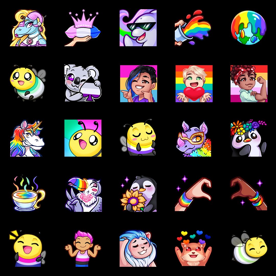 All June long, subscribe, gift Subs, or Cheer at least 300 Bits in any channel to earn Pride-themed emotes for yourself and your community.We’ll donate $0.10 to  @TrevorProject for every paid Sub, gifted Sub, or Cheer of 300 Bits or more, up to a total of $300K.