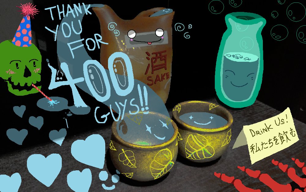 BILGE_PARTY's tweet photo. 400 FOLLOWERS! &amp; the Sake Spirits

Its a good month, especially the colossus collab!

Everyday i remind myself painting

Its fun and people are on good journeys.

Supporting them makes it worth. 🍶

#art #pixelart #酒 #精神 #sake #spirits #photo 

@bingowaders for the inspire! https://t.co/IPgW16uk9i