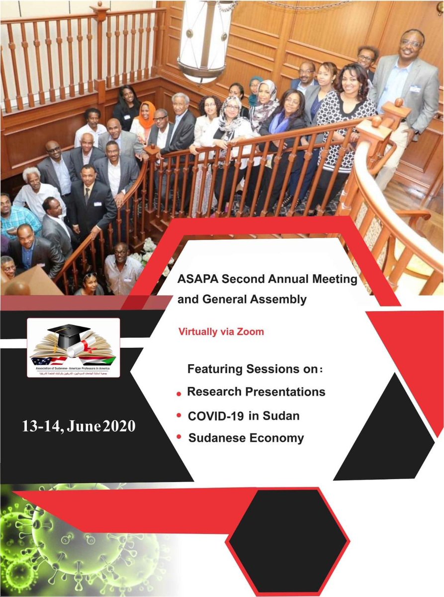 ASAPAorg's tweet photo. Pleased to announce the 2nd ASAPA annual meeting on Jun 13-14 brought to you via Zoom. Details to follow!
#Sudan 
#COVID19 #STEM #research https://t.co/oDW0yGeIu8