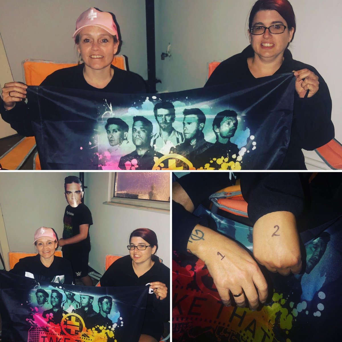 84louisa's tweet photo. Me and sis @endacott99 In que 🤣ready for you boys @GaryBarlow @OfficialMarkO @HowardDonald @robbiewilliams 2mo nite!! 🥰 #soexcited #TakeThat #meerkatmusic #music https://t.co/5cPPwGJt3l