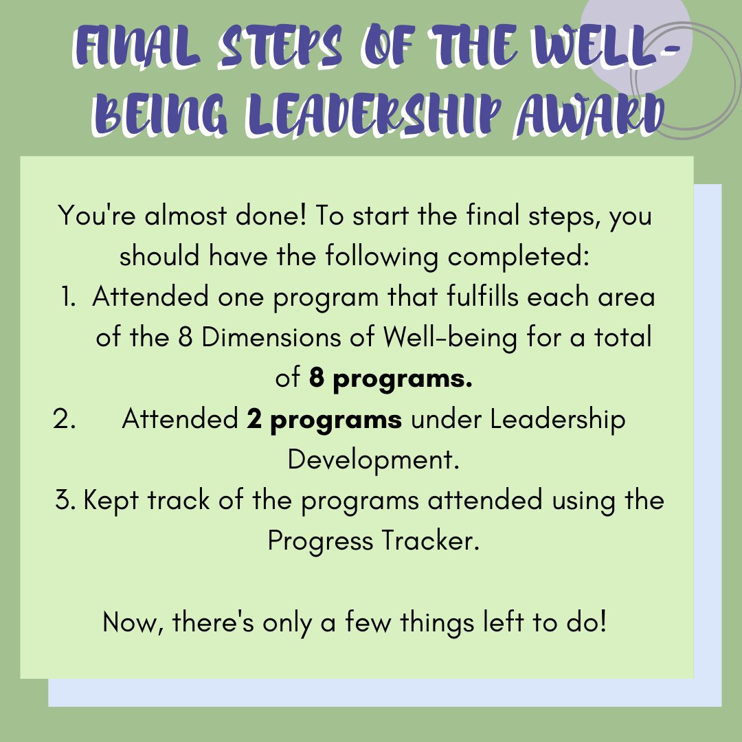 UCSDZone's tweet photo. Finishing up the Well-being Leadership Award? Missing a few dimensions? Check out this thread for more information regarding how to finish the award &amp; where to submit your materials! Remember, the WBLA does not roll over for the next school year and it goes on your transcript!😁 https://t.co/d3X3Fpf4yY