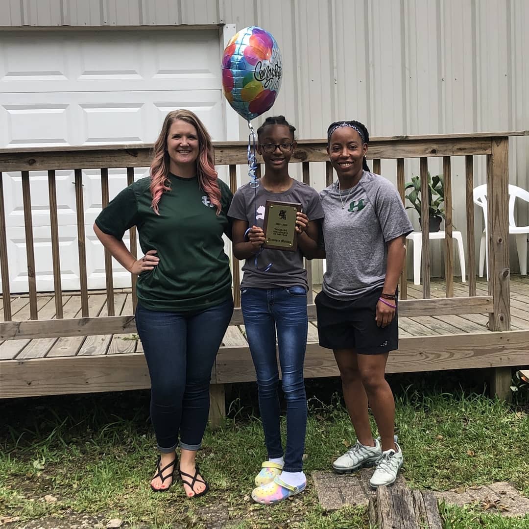 HornetBuzzMPMS's tweet photo. Mance Park Girls Athletics would like to congratulate our athletes of the year! 8th graders Emily Lamb and Aubrey Dennis (not pictured) and 7th graders Marti Okech and Treasure Matson! We are proud of you all! 
#BuildingChampions. #MPMS2020 https://t.co/vonoFjOURB