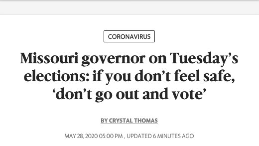 DeniseLieberman's tweet photo. Really @GovParsonMO? You could have taken action to ensure all Missourians can vote safely - and you still can - yet instead you tell people not to vote? https://t.co/FAtlHcXGqh