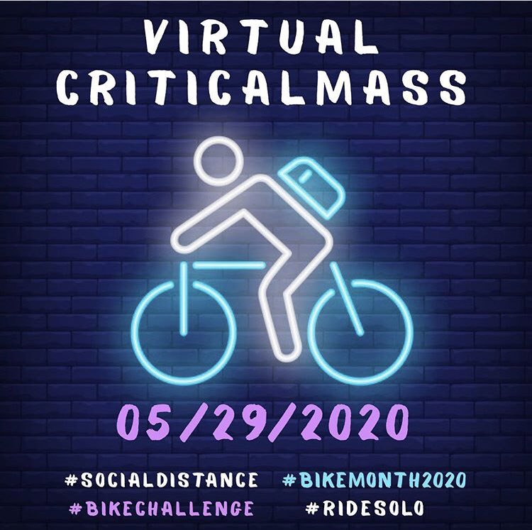 Rounding out our #BikeMonth2020 with a #SocialDistancing Critical Mass tomorrow. Please #rideresponsibly, plan ahead & minimize contact with others (#ridesolo) 🚲🌙