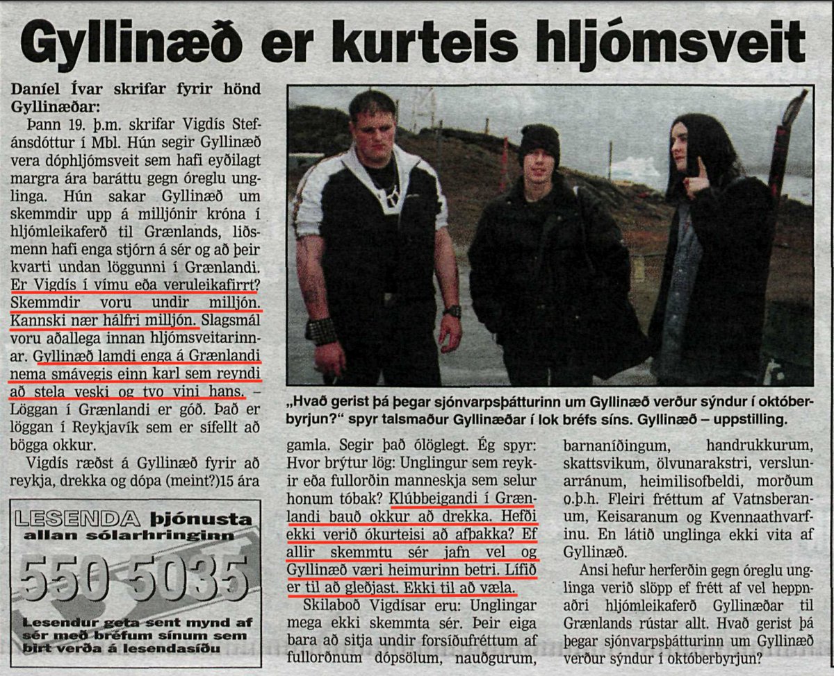 Hér er besta lesendabréf sögunnar. Hver man eftir hljómsveitinni Gyllinæð?