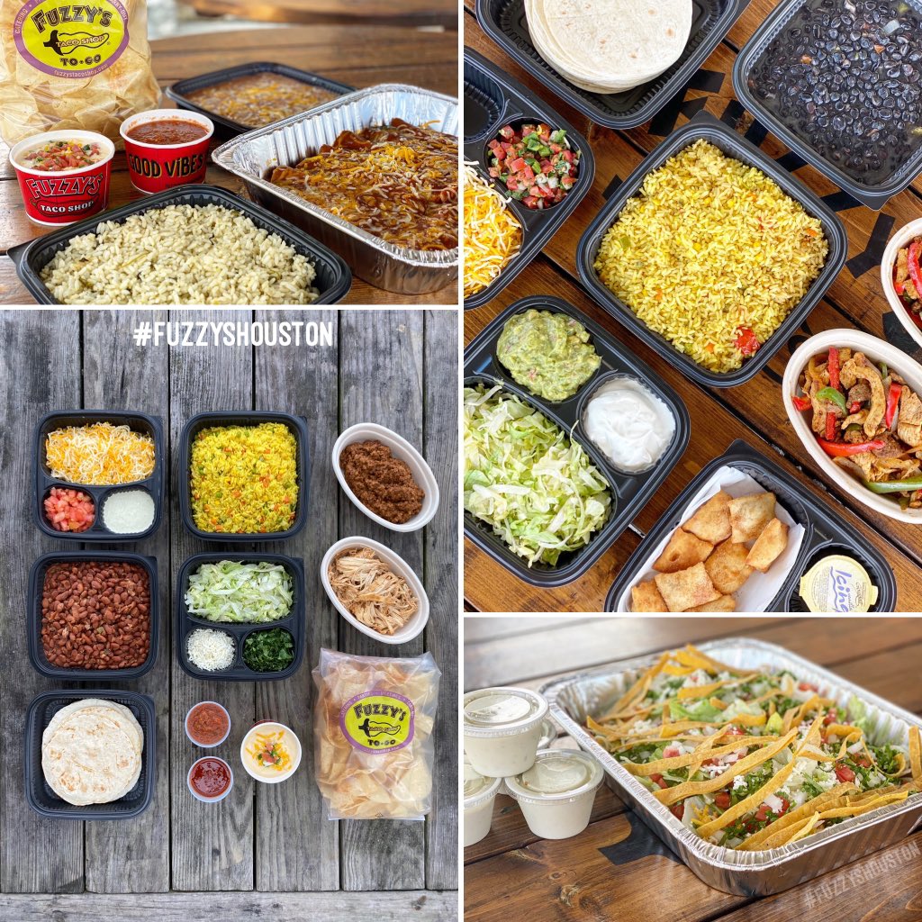 AggielandFuzzys's tweet photo. Yes! We still have Family Meal Kits! Tacos, fajitas, enchiladas, salads, and breakfast tacos to go! Order online, through the Fuzzy’s app, in store, or give us a call! #fuzzystacoshop #fuzzys #fuzzyshouston #cstat #aggieland https://t.co/JYFtWeLZ6l