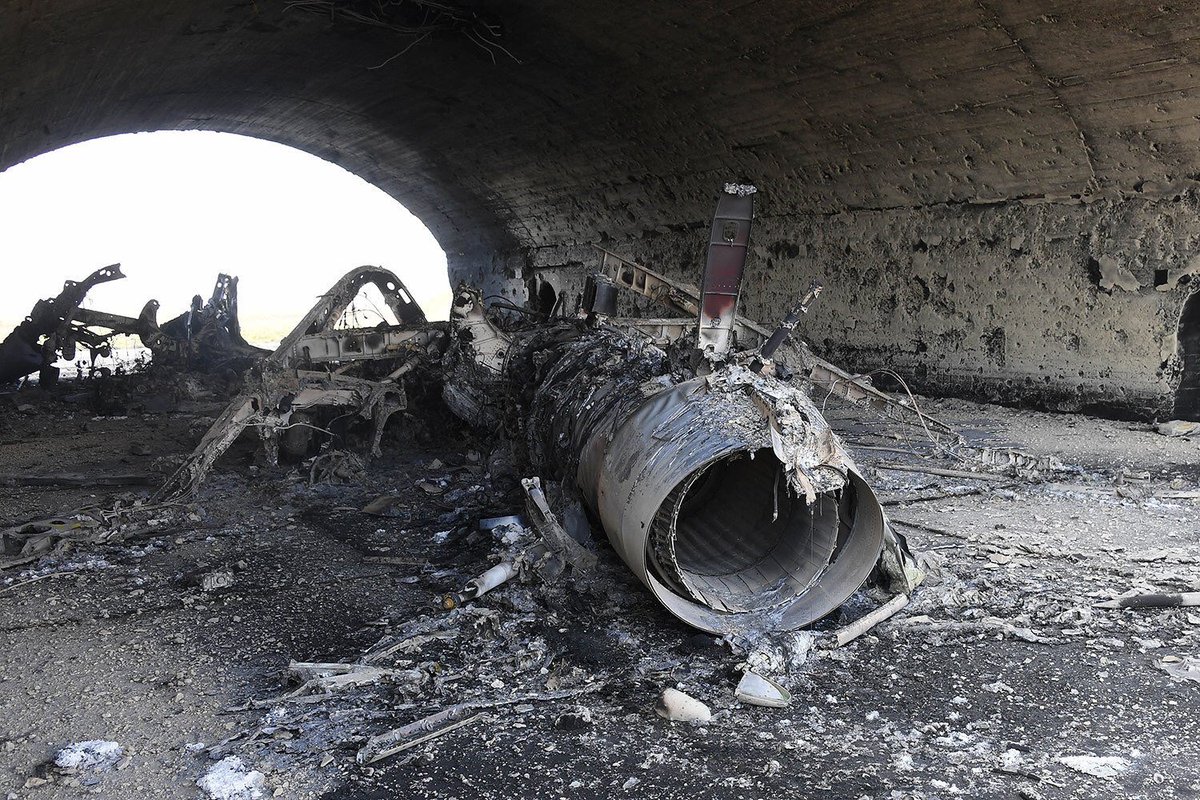 The walls of the inside of the shelters were scarred from fragmentation.Tomahawk missiles don't have that signature.