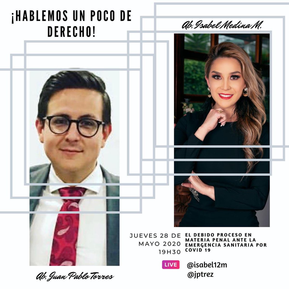 Hoy voy a hacer un live IG con Isabel Medina, sobre el debido proceso en materia penal durante la emergencia sanitaria por el Covid 19.