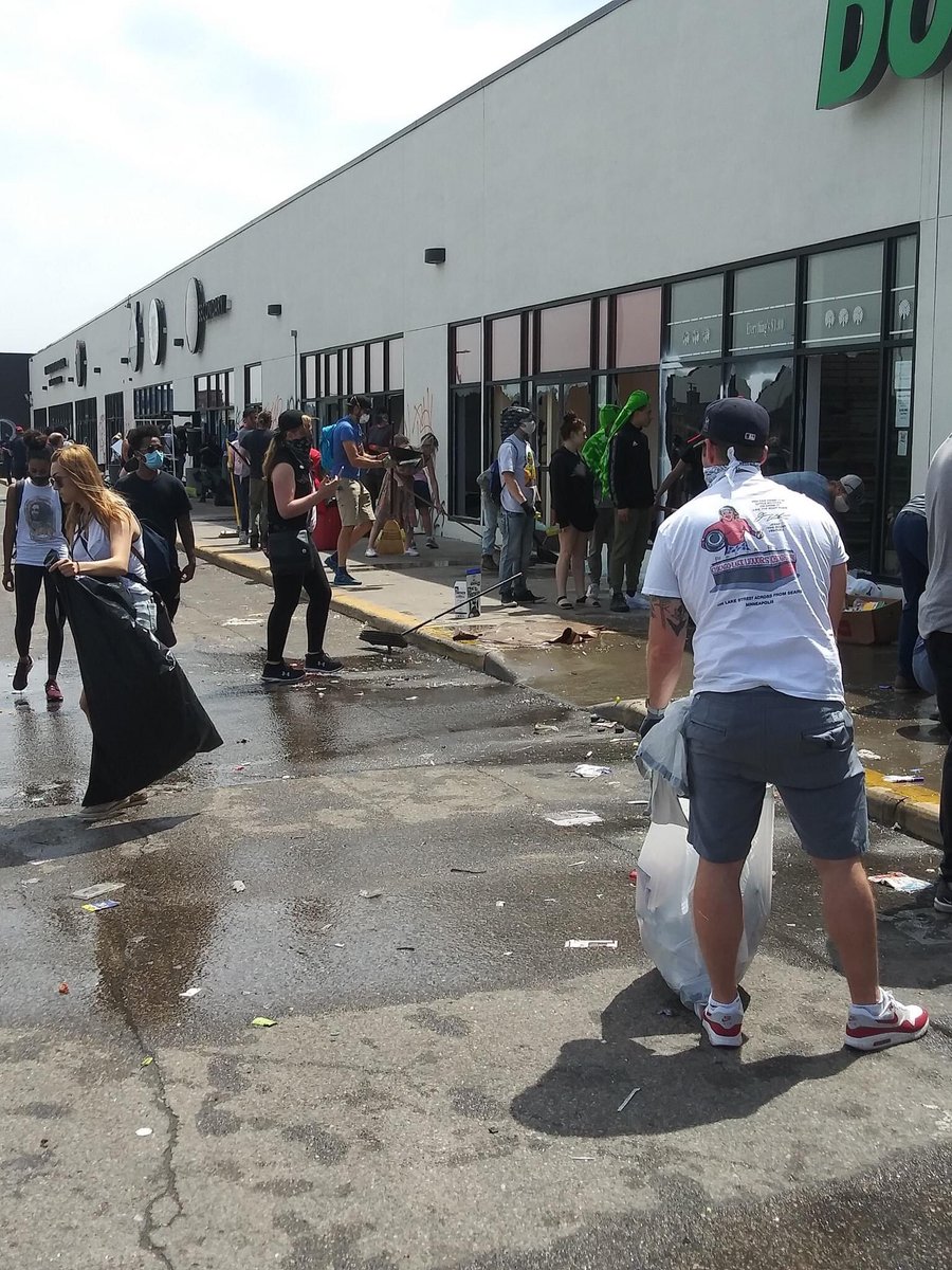 Community coming together to clean up in South Minneapolis. Of course the media won’t show you this part though.