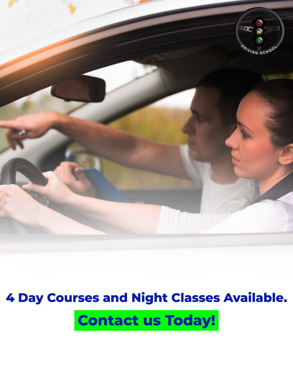 ambdriving1's tweet photo. Don't have much time on your hands but really want to learn how to drive? We offer 4-day courses, both day and night schedules available. Inquire today!

#AMBDriving #AMBDrivingSchool #Passed #Success #Toronto #TorontoDrivingSchool #drivinginstructor #drivinglessons https://t.co/74slcvnPPM