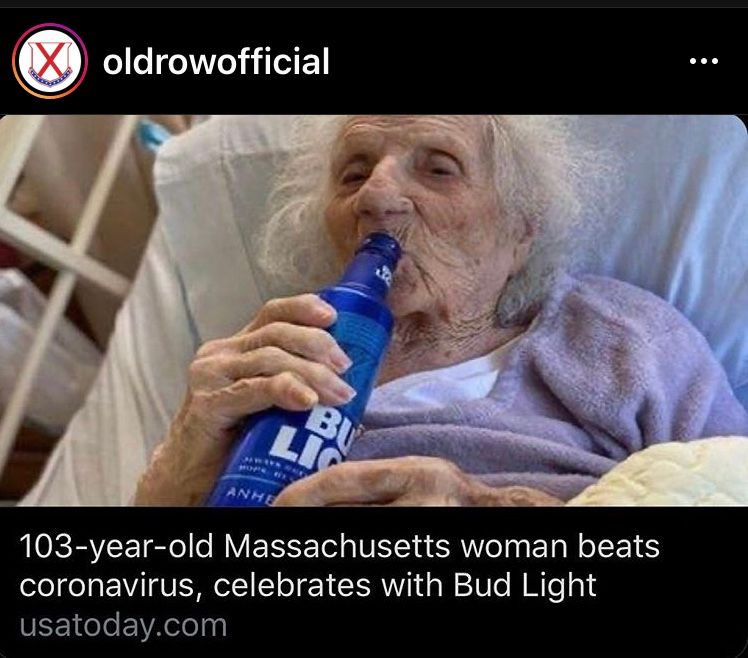 seaboardbeer's tweet photo. If you don't think this is the best celebration after beating coronavirus, well, then you're wrong. #budlight #103years #103yearsyoung #coronavirus #covid #celebrate #rage #epic https://t.co/EwXCwPUPoT