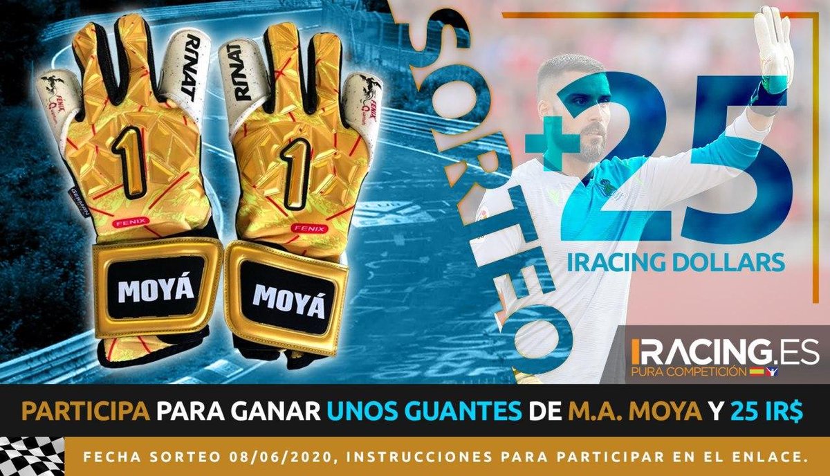 ⚡️🎁⚡️#SORTEO: Consigue los GUANTES DE PORTERO de Miguel Ángel Moyá y 25 iRacing Dollars!!!

Participar es muy fácil:
1.- Haz RT a este tuit 🔁.
2.- Sigue a <a href="/M_A_Moya/">Miguel Ángel Moyá</a>  y a <a href="/iRacing_es/">iRacing.es</a> .
3.- Sigue a Miguel Ángel en Twitch (twitch.tv/m_a_moya).

SUERTE A TODOS!!! 🍀🍀🍀