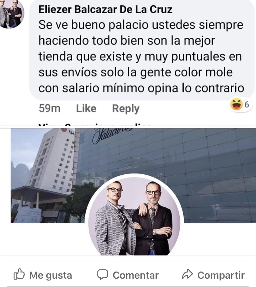 Jakina21's tweet photo. @palaciohierro Lamentable que alguien que trabaja para sus tiendas se expresé así de los clientes que nos quejamos por no haber recibido nuestros productos o el reembolso del dinero que pagamos por éstos, inverosímil que permitan en sus almacenes actos de discriminación. https://t.co/Nfo46Pui8s