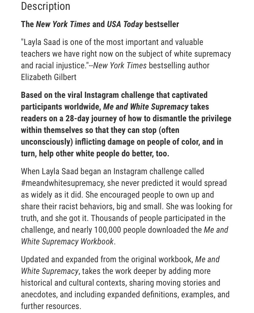 Me And White Supremacy by Layla Saad (This is also great for non-Black PoC who are white passing, because we do benefit and are complicit in some ways to it. https://bookshop.org/books/me-and-white-supremacy-combat-racism-change-the-world-and-become-a-good-ancestor/9781728209807