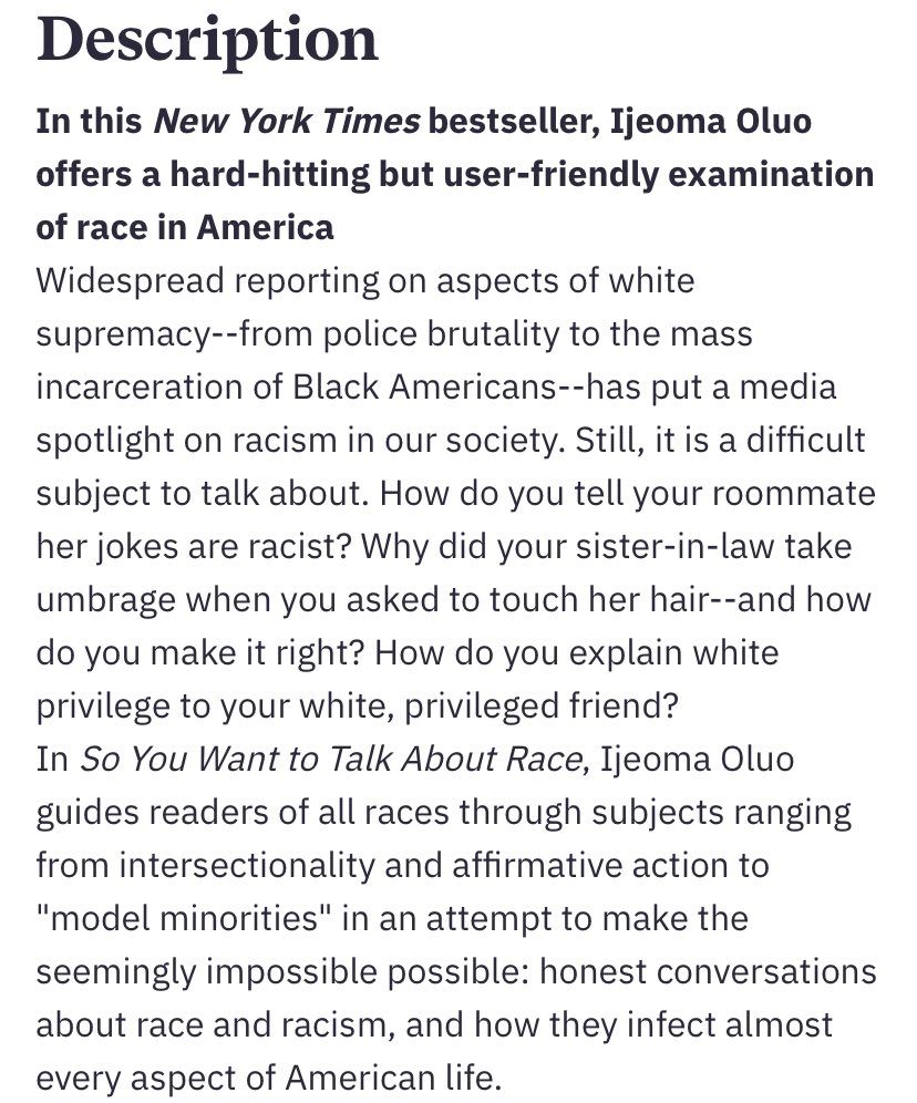 So You Want To Talk About Race by Ijeoma Oluo and Why I’m No Longer Talking To White People About Race by Reni Eddo Lodge So You Want To Talk About Race: https://bookshop.org/books/so-you-want-to-talk-about-race/9781580058827Why I’m No Longer Talking To White People About Race:  https://bookshop.org/books/why-i-m-no-longer-talking-to-white-people-about-race/9781635572957