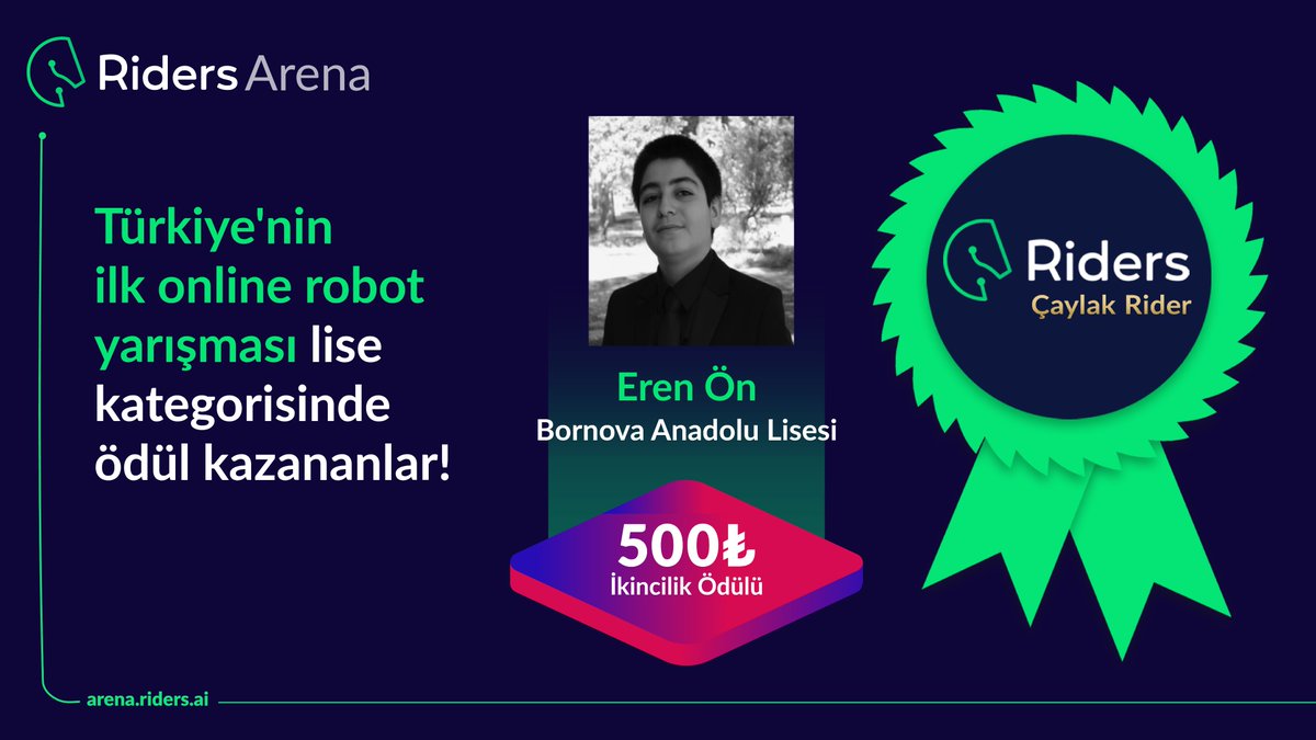ridersarena's tweet photo. İşte Türkiye’nin ilk online robot yarışmasında lise kategorisinde kazananlar ve ödülleri!

Sıradaki yarışmamızda sen de ödüller kazanabilirsin. Bizi takip etmeye devam et!

#riders #ridersarena https://t.co/OiEiLtEuZi