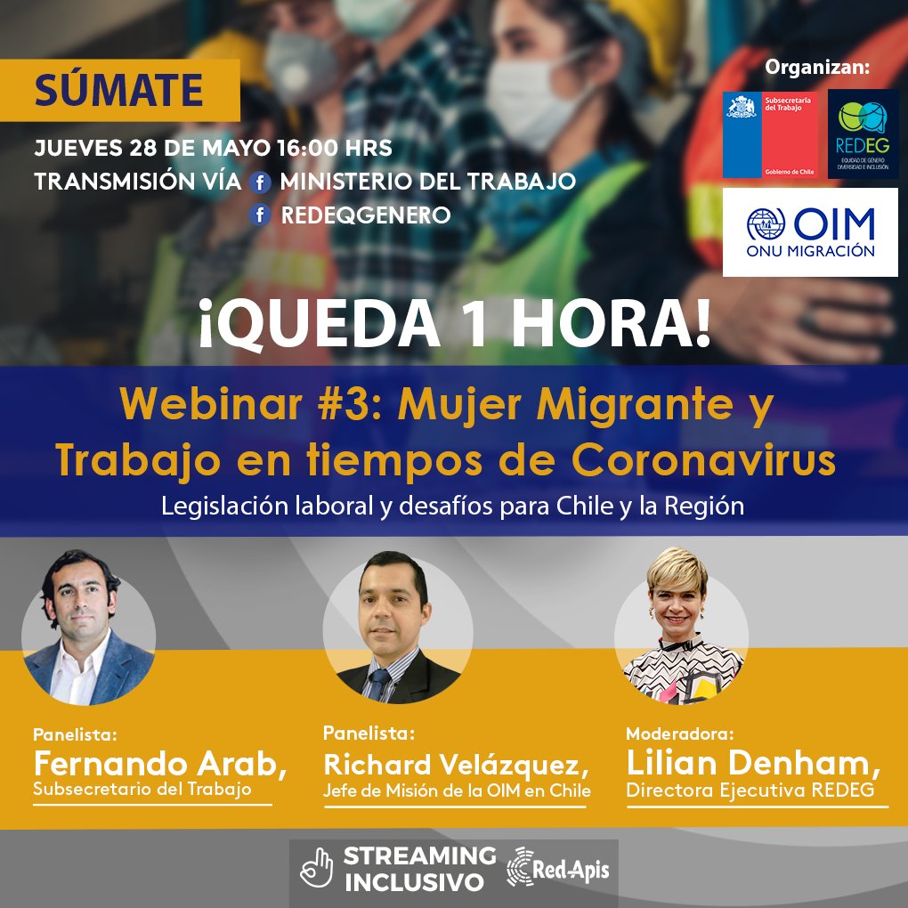 [CONÉCTATE a nuestro Facebook LIVE]🖥🔴 ¡En 1 hora comenzamos! Conversaremos sobre cómo las leyes del empleo impactan a las mujeres #migrantes que contribuyen en nuestro país. ¡Prepara tus consultas!