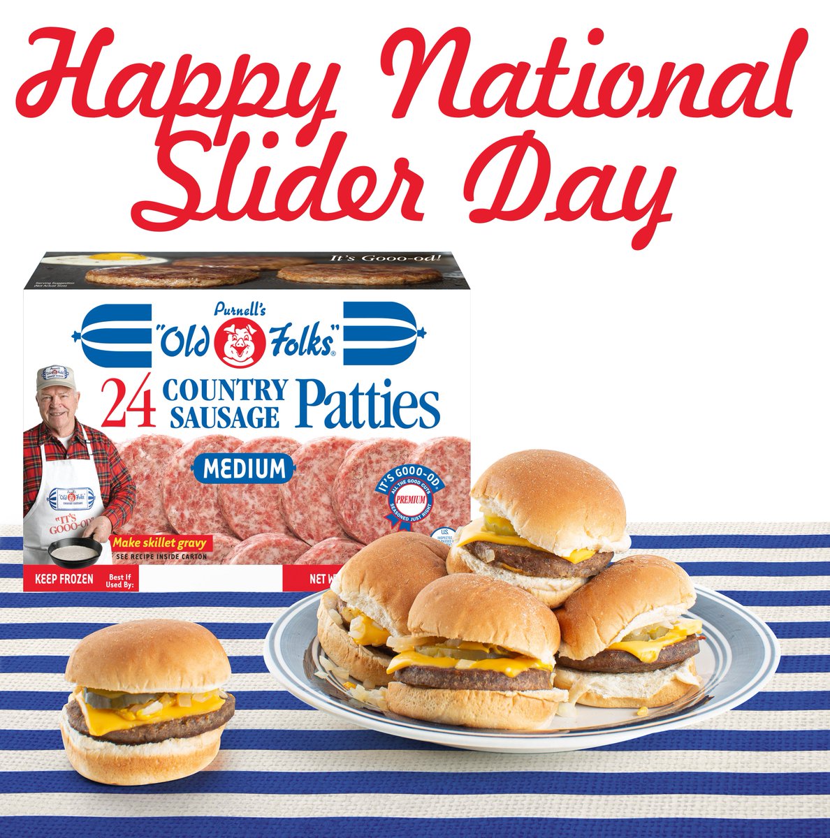 OldFolksSausage's tweet photo. Make your own Pork Sausage Burger Sliders Today for #NationalHamburgerDay #Sliders.
Pick up a pack of Purnell's Patties in the Freezer Section and grill up the patties with Chopped Onions, American Cheese and Add pick and Mustard on Slider Buns. ENJOY!
https://t.co/7jqnBsSbHF https://t.co/hryeg3fOza